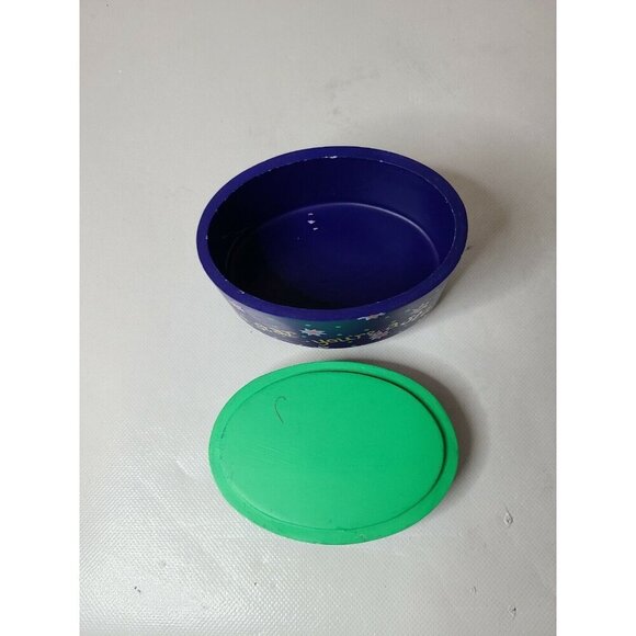 VTG Bright Star Designs Blue Yellow 3D Star Lid Footed Jewelry Trinket Box Retro - Picture 4 of 10